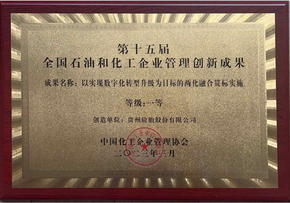 第十五届全国石油和化工企业管理创新成果一等奖（以实现数字化转型升级为目标的两化融合贯标实施）